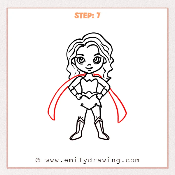 how to draw a wonder woman - Step 7